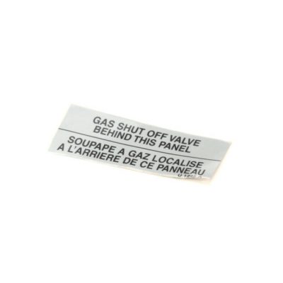 BAKERS PRIDE    U1245A     GAS SHUT OFF LABEL